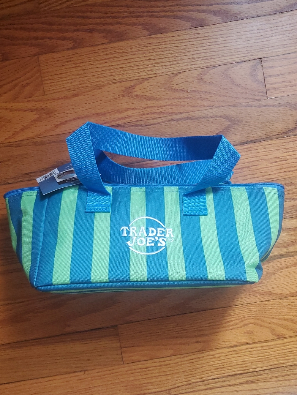 Trader Joe's Striped Cooler Tote - Blue & Lime